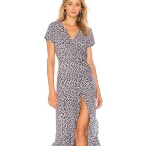 Auguste Daisy‎ Love Wrap Maxi Dress size 4 ruffles floral blue pink white